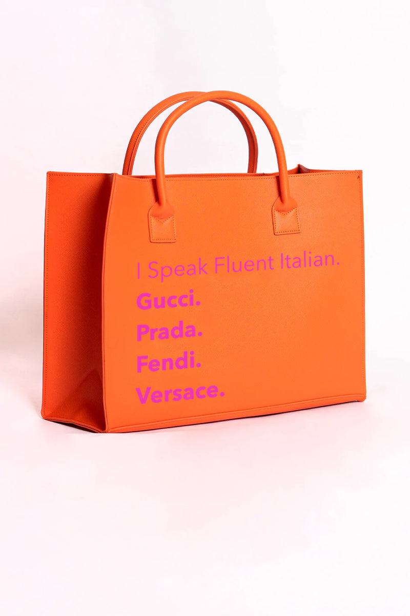 Fluent Italian Vegan Tote Tangerine