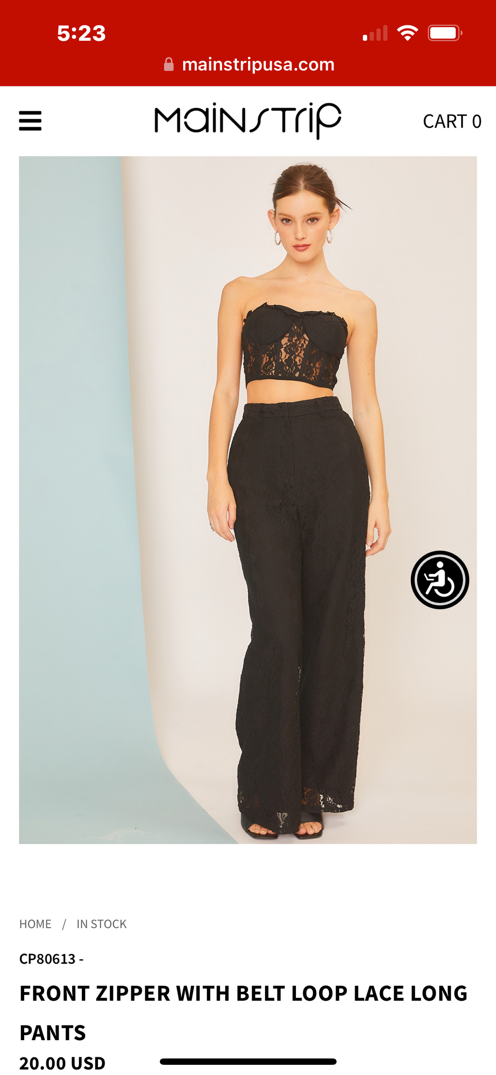 Front Zipper Lace Pants
