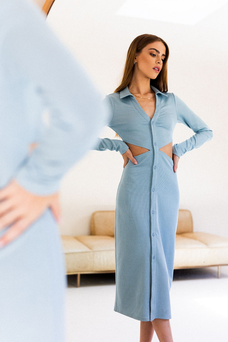 Shimmer Blue Cutout Dress