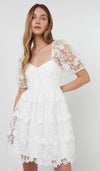 Lace Bustier Puff Sleeve Dress-FINAL SALE ITEM