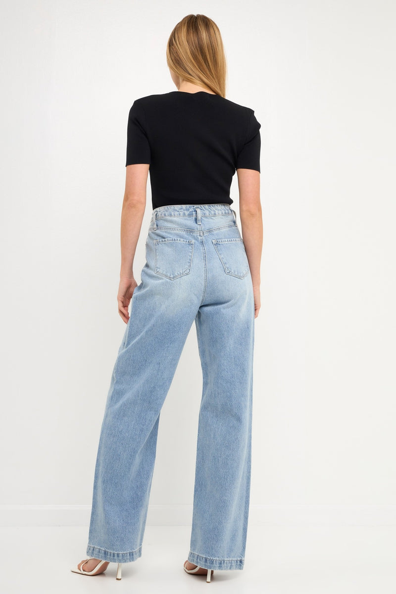 High Waist Wide Leg Denim