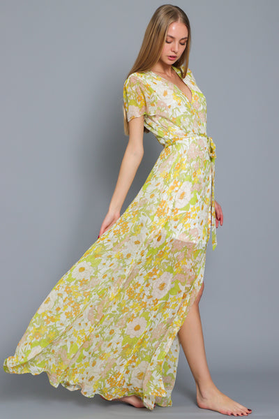 White Yellow Floral Maxi