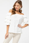 Off the Shoulder Ruffle Sleeve Top