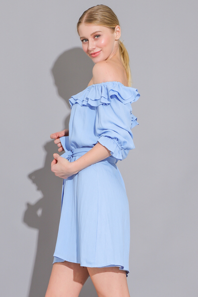 Light Blue Ruffle Mini Dress