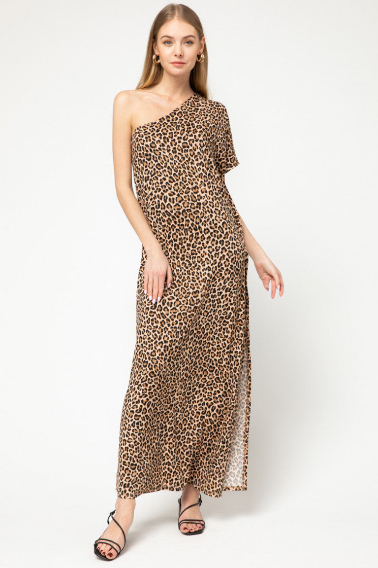 Cheetah One Shoulder Dress