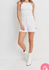 Super High Rise White Denim Shorts