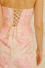 Pink Corset Back Strapless Dress