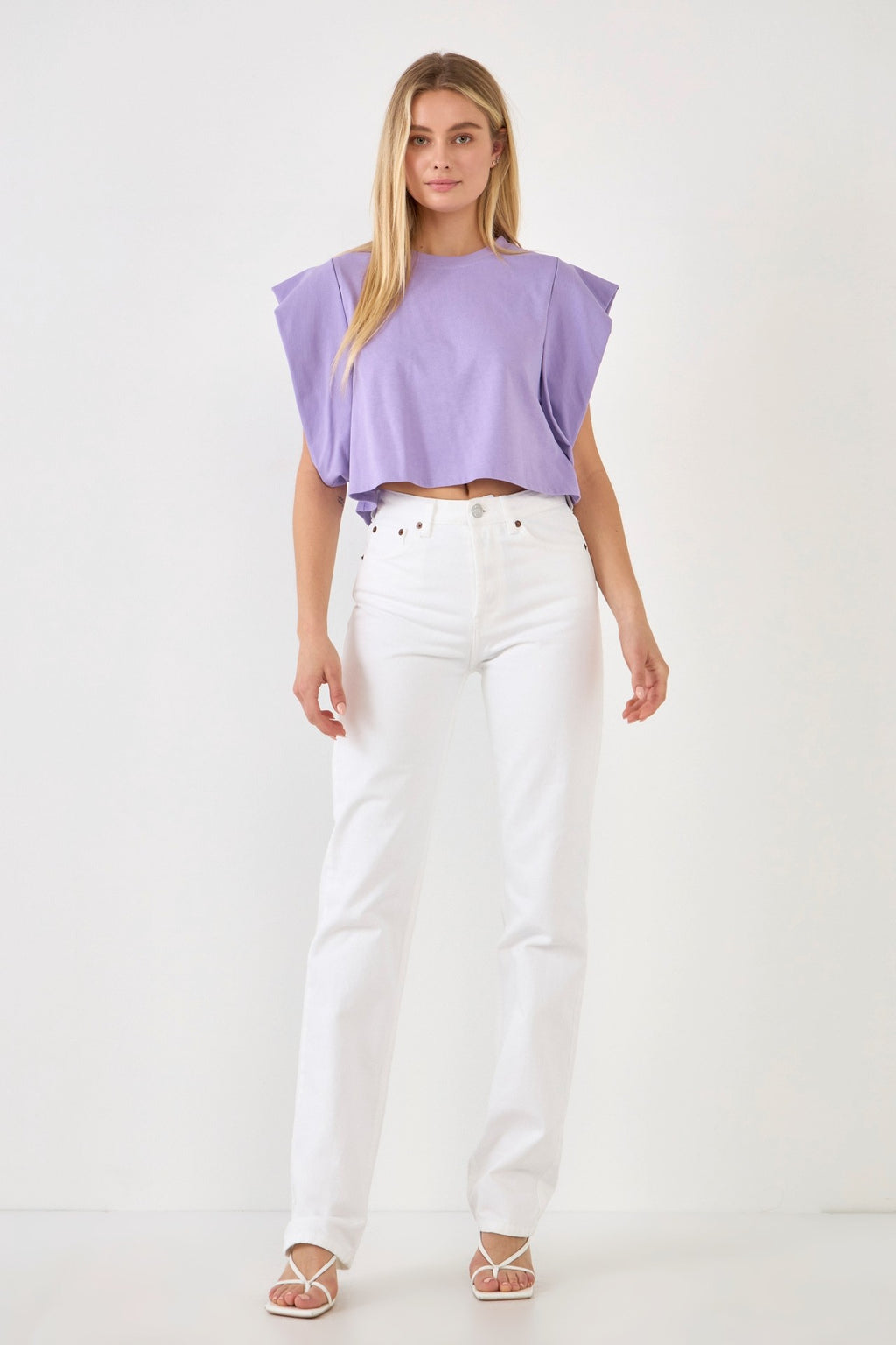 Drop Shoulder Lilac Crop Top