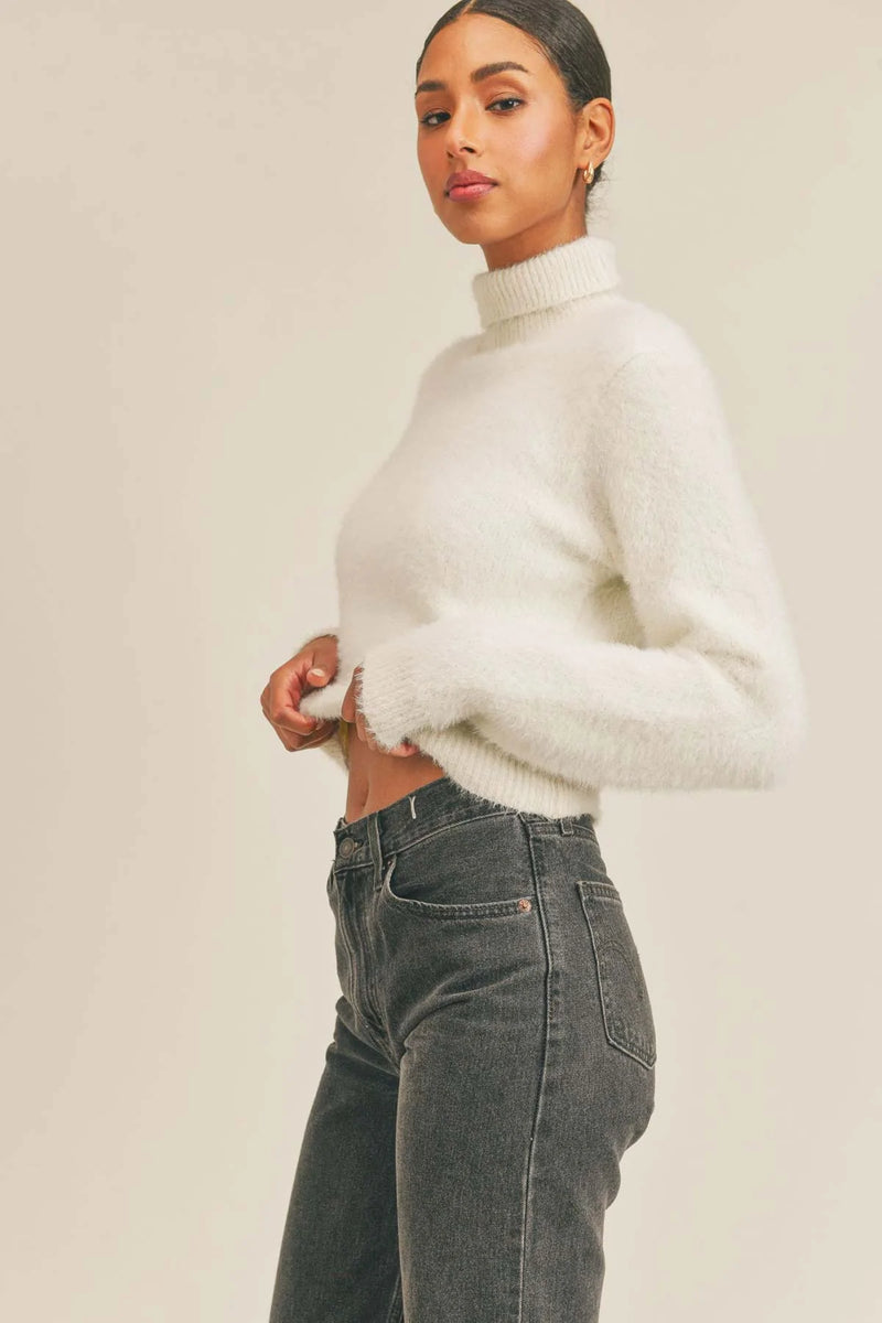 Cream Soft Turtleneck Pullover