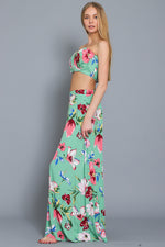 Green and Pink Floral Two Piece Set