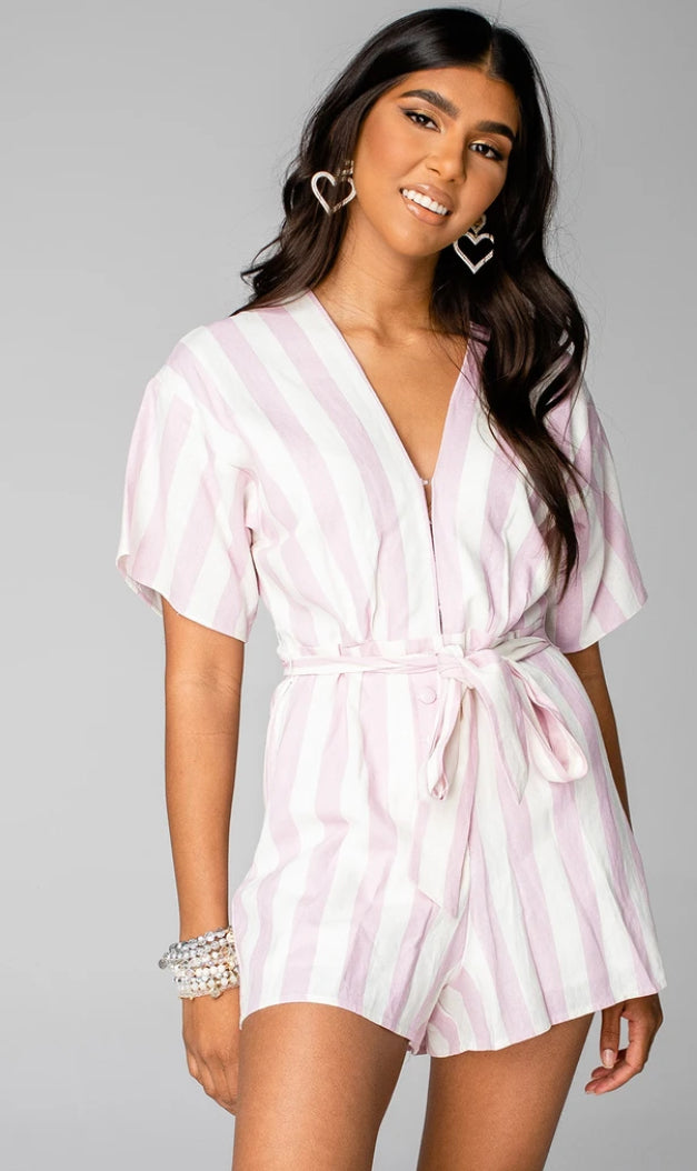 Pink and White Romper