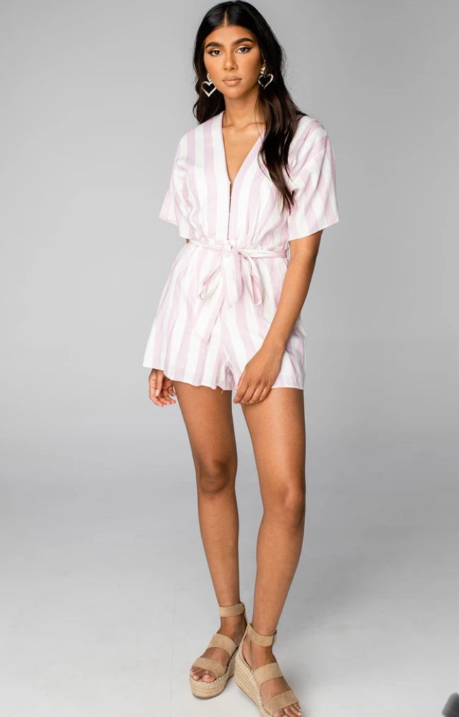Pink and White Romper