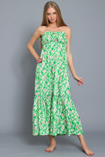 Floral Green Tube Dress