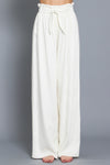 Ivory Tie Front Wide Leg Pant