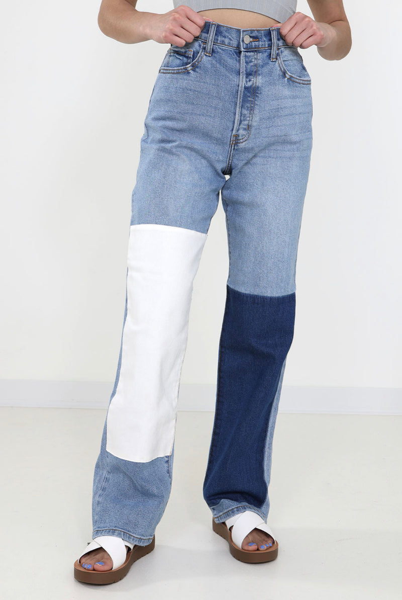 Medium Denim Patch Jeans
