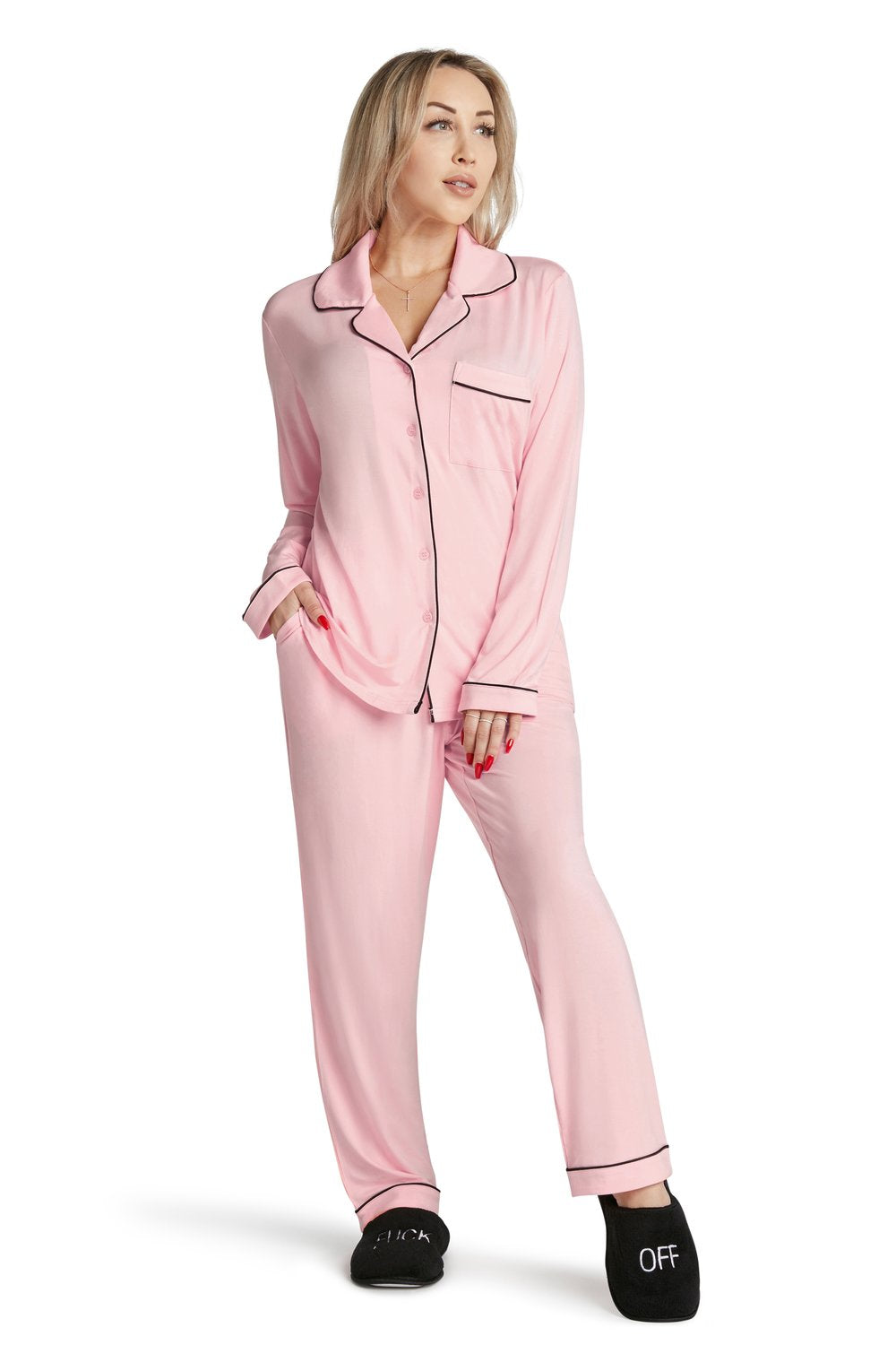 Pink Lightweight PJ Set- Wake Me Up For Champagne