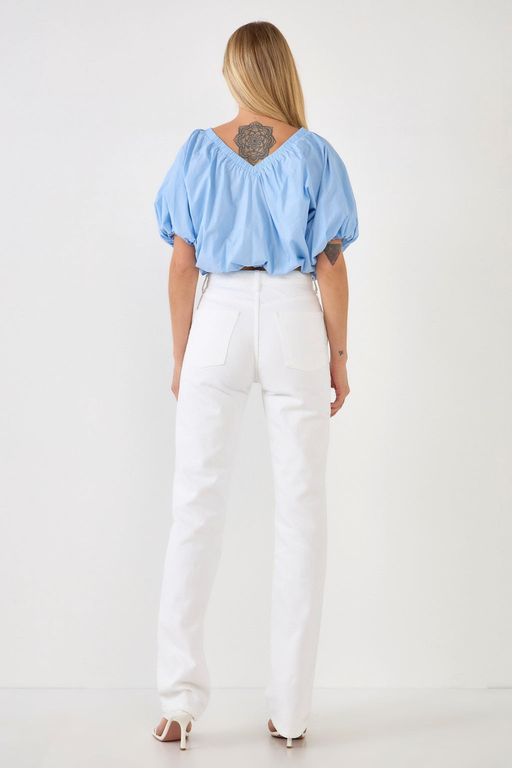 Cropped Puff Blue Top