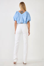 Cropped Puff Blue Top