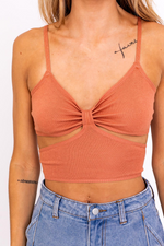 Rust Cut Out Light Sweater Top