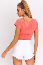Coral Ruched Top