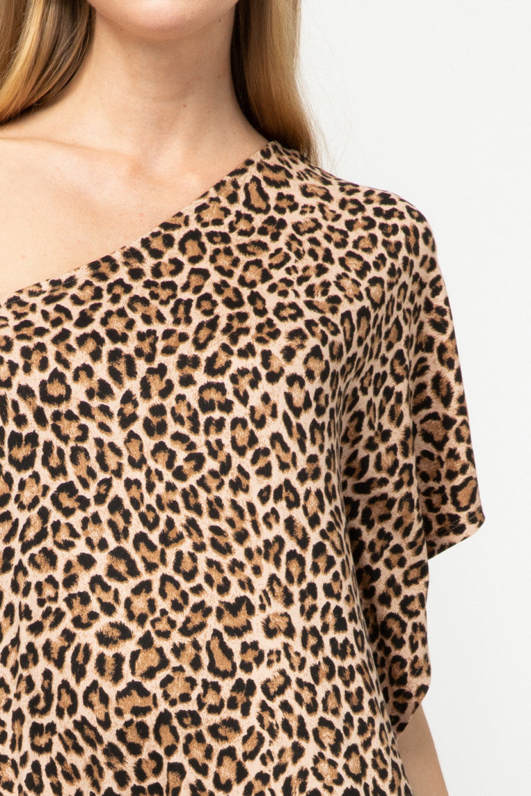 Cheetah One Shoulder Dress