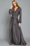 Long Sleeve Belted Maxi Dress