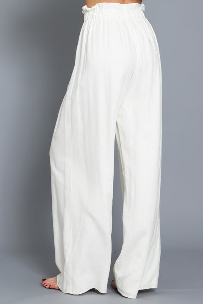 Ivory Tie Front Wide Leg Pant