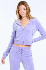 OG Big Bling Velour Hoodie- Freesia
