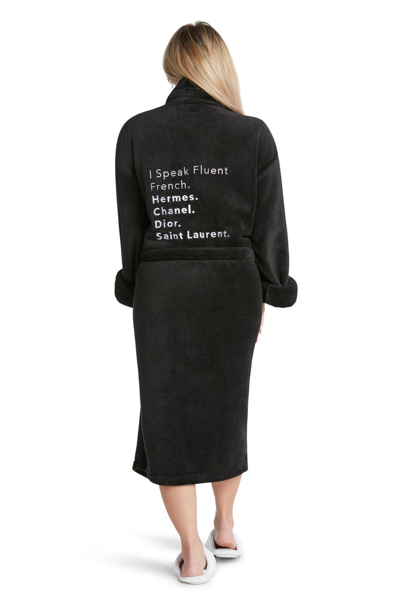 Fluent French Black Plush Robe