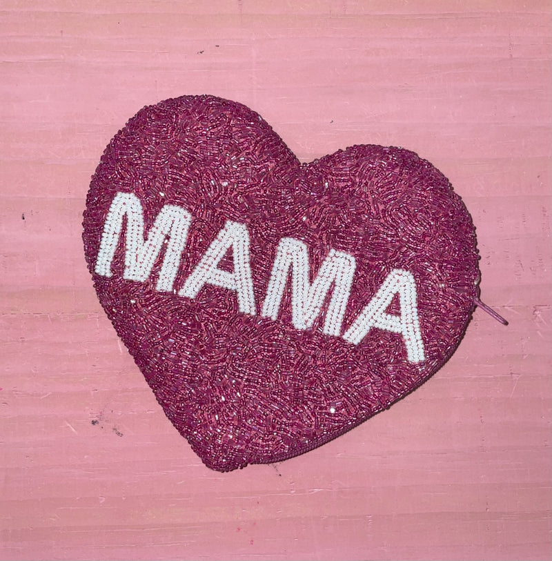 Heart Shape Mama Hot Pink/White
