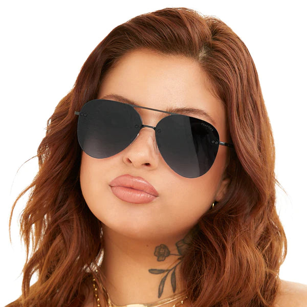 Smaller Megan 2- Black Metal Aviator Sunglasses