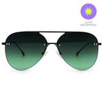 Smaller Megan 2- Dark Green Metal Aviator Sunglasses