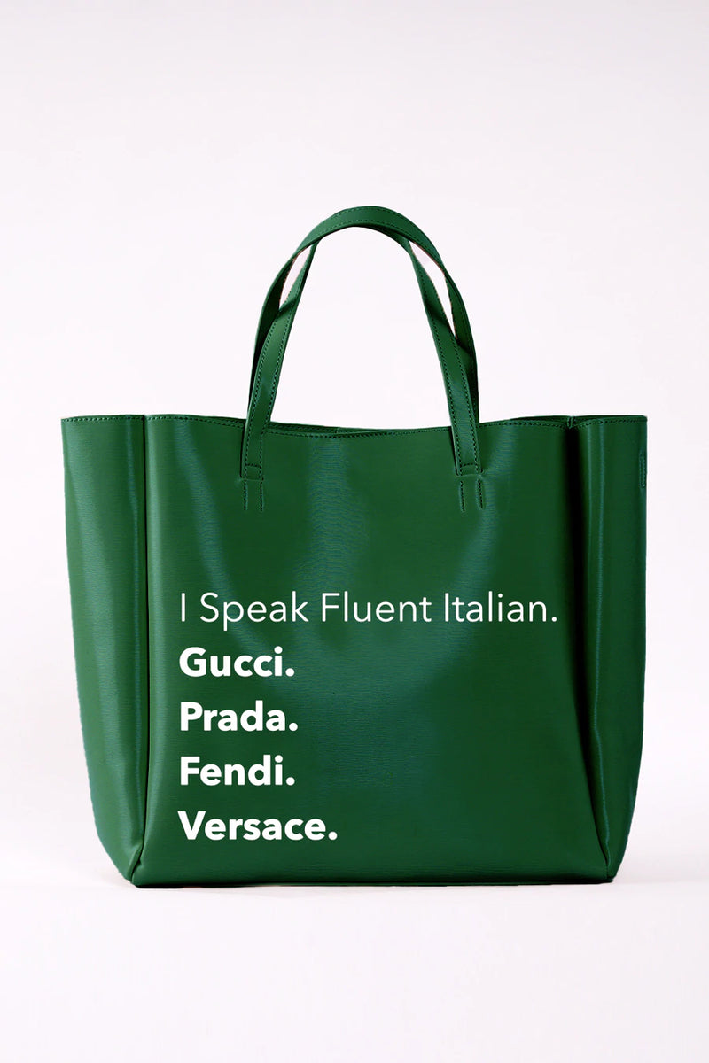 Fluent Italian Never Full Tote Emerald Green