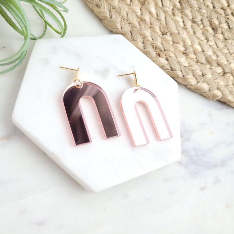Archie - Rose Gold / Acrylic Earrings