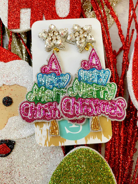 Very Merry Christmas Tree Earrings