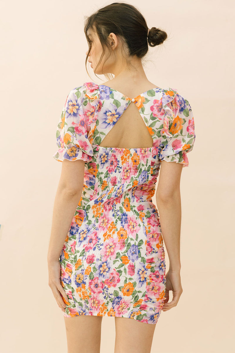 Floral Ruched Shortie Dress