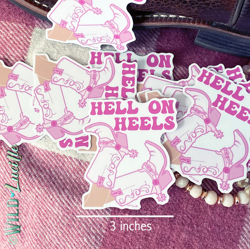Hell On Heels Pink Boots - Western Vinyl Sticker
