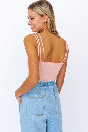 Peach Strappy Bodysuit