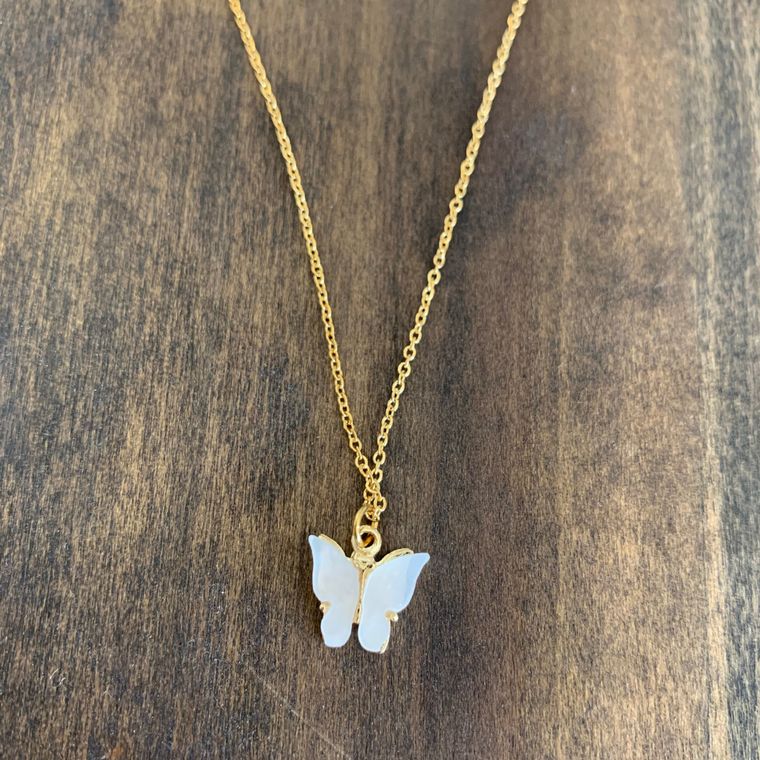 tiny shell butterfly pendant