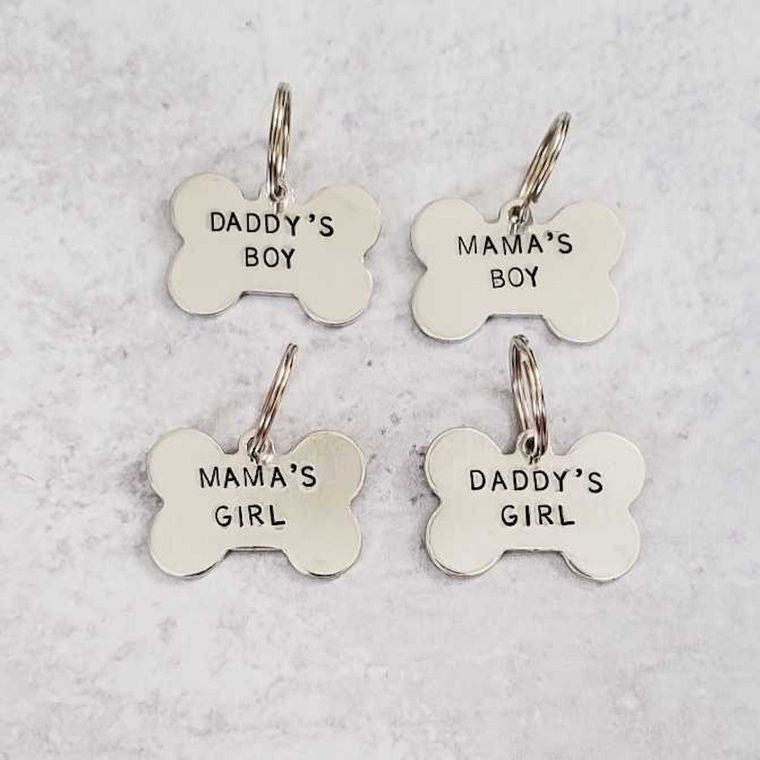 MAMA'S BOY, DADDY'S GIRL Bone-Shaped Pet Tag