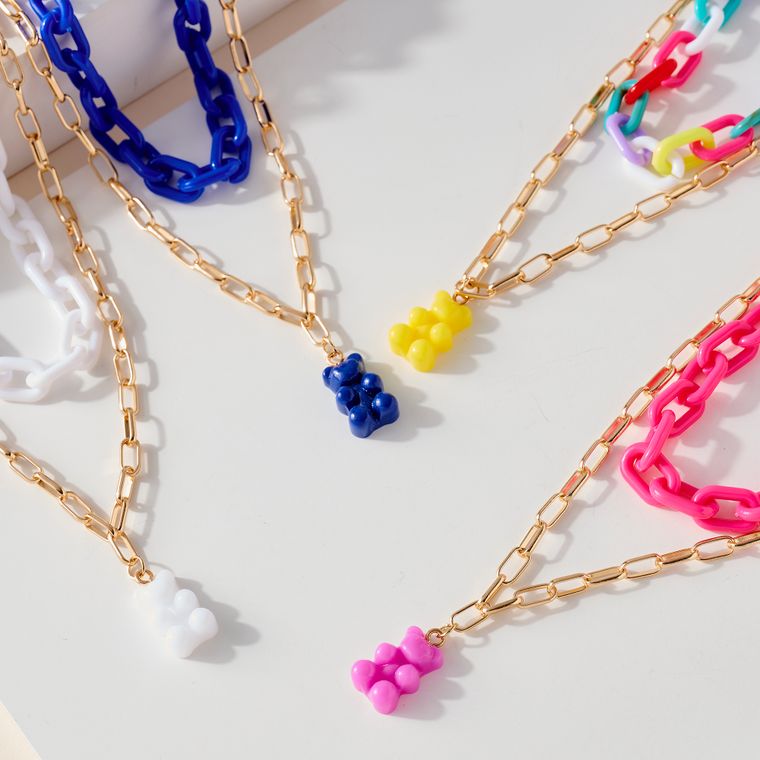 Layered Gummy Bear Chain Necklace