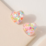 Heart Glitter Resin Stud Earrings