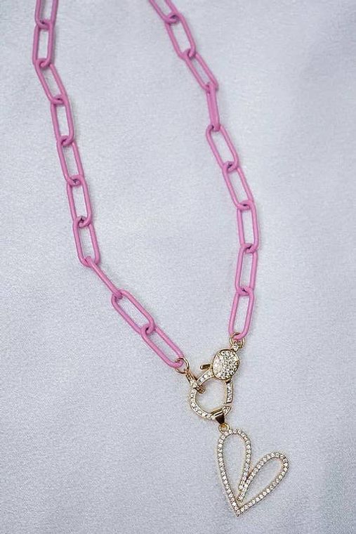 Baby Pink Heart Clasp Necklace