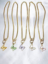 Cuban Chain Crystal Butterfly Necklaces