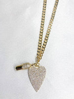 Gold Cuban Chain + Diamond Heart Pill