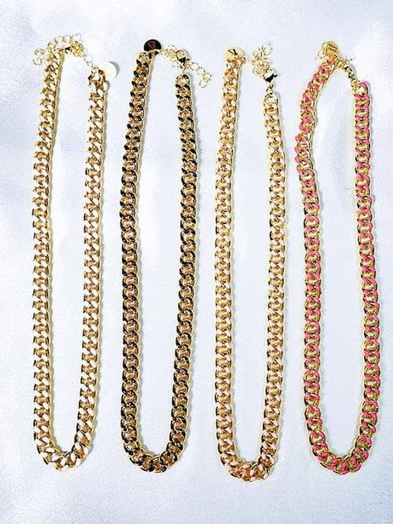 Neon Chunky Chain Necklaces NEON PINK