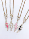 Neon Lightning Bolt Clasp Necklaces Baby Pink