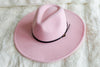 Wide Brim Hat w/ Belt - Blush Pink