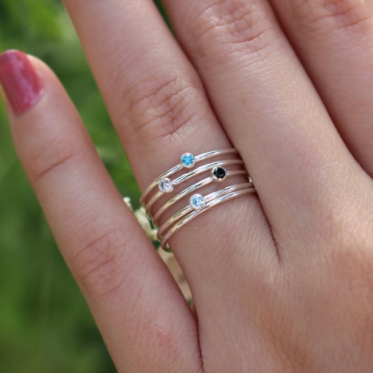 14k Gold Filled Black Gem Ring
