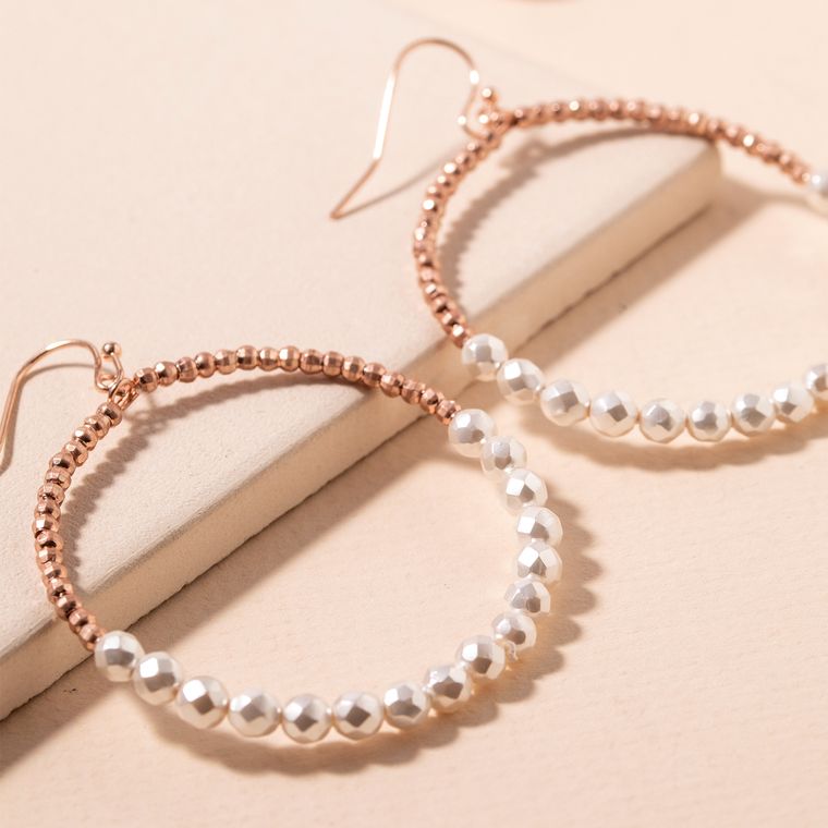 Glass Beaded Hoop Dangling Earrings